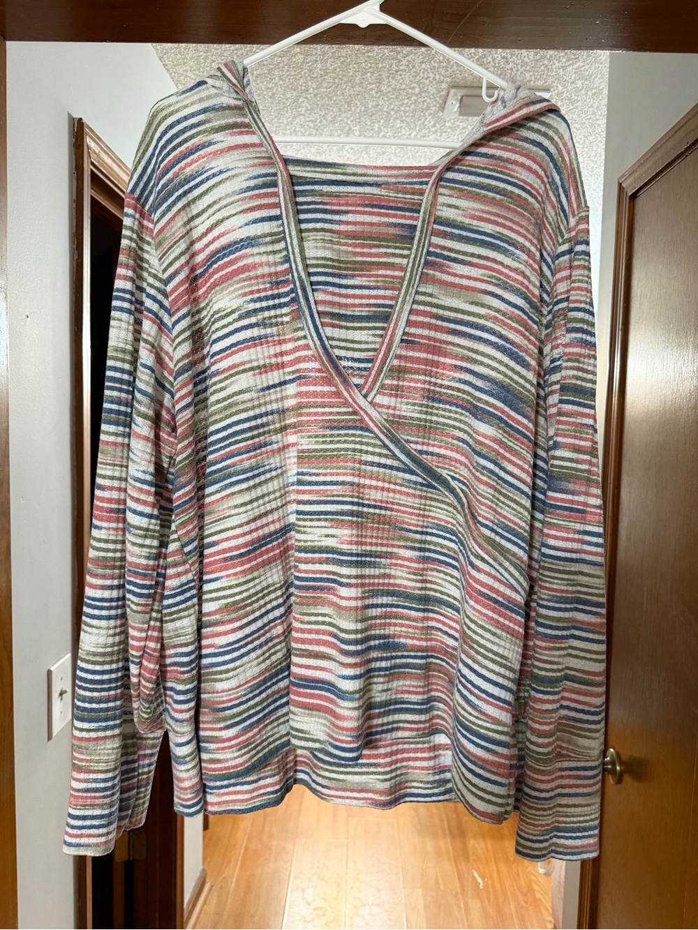 Striped Multicolor Lightweight Hooded Pullover